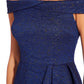 Adrianna Papell Women's Off The Shoulder Gown Navy Size 8