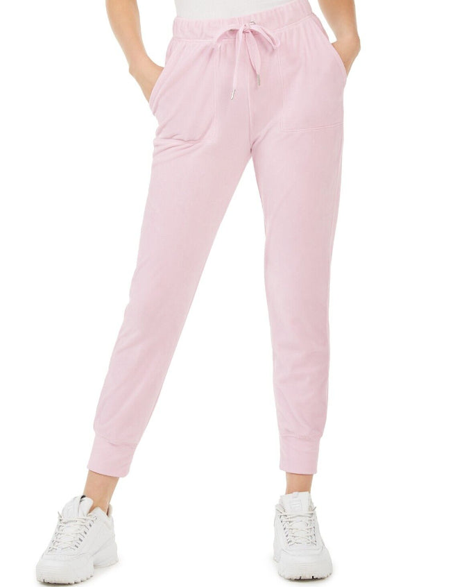 Planet Gold Juniors' Velour Jogger Pants Pink Size Small