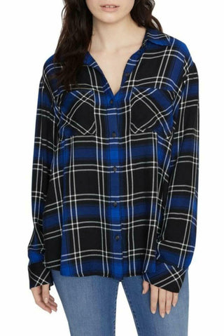 Sanctuary Women's New Generation Boyfriend Shirt Dark Blue Size Small