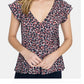 Sanctuary Women's Over The Moon Peplum Flutter Sleeve Blouse Red Black Size X-Large