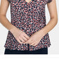 Sanctuary Women's Over The Moon Peplum Flutter Sleeve Blouse Red Black Size X-Large