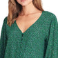 Sanctuary Women's Noelle Smocked Cuff Blouse Green Size Medium