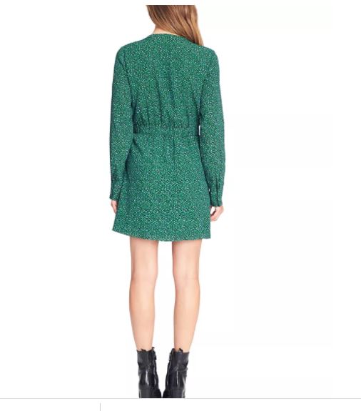 Sanctuary Women's Stay The Night Printed Wrap Dress Green Size 14