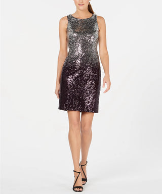 Calvin Klein Women's Sequin Sheath Dress Gray Size 12