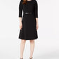 Calvin Klein Women's Belted Pleated Sleeve Dress Black Size 8
