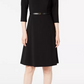 Calvin Klein Women's Belted Pleated Sleeve Dress Black Size 8