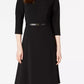 Calvin Klein Women's Belted Pleated Sleeve Dress Black Size 8