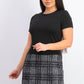 Calvin Klein Women's Solid & Plaid Shift Dress Black Size 8