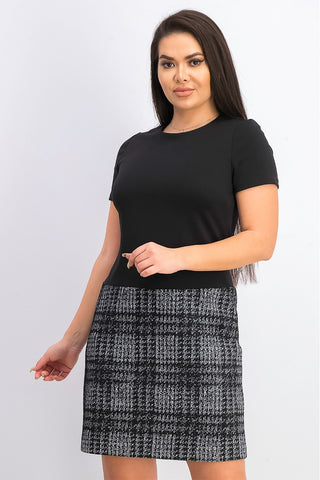 Calvin Klein Women's Solid & Plaid Shift Dress Black Size 8