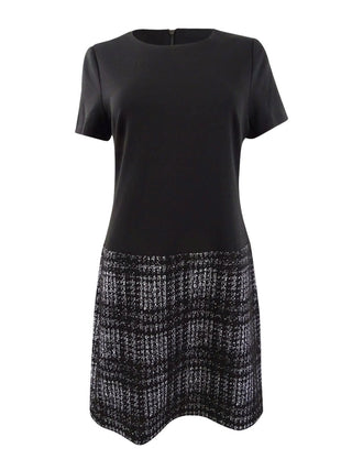 Calvin Klein Women's Solid & Plaid Shift Dress Black Size 8
