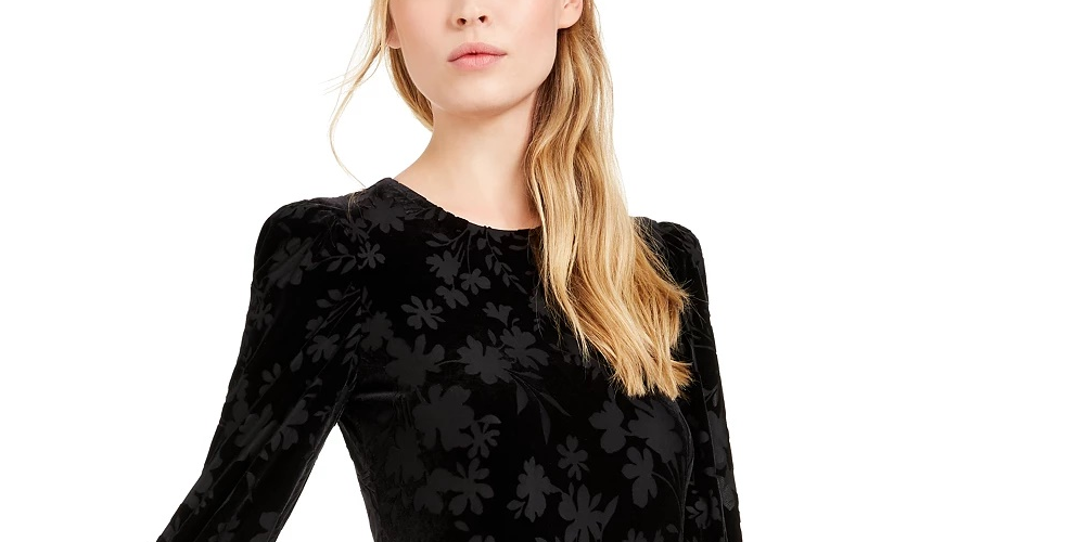 Calvin Klein Women's Burnout Velvet Pattern A-Line Dress Black Size 14