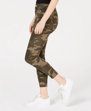 Celebrity Pink Juniors' Camo-Print High-Rise Skinny Jeans Green Size 5