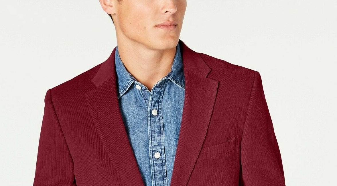 Tommy Hilfiger Men's Modern-Fit Thflex Stretch Textured Sport Coat Red Size 40