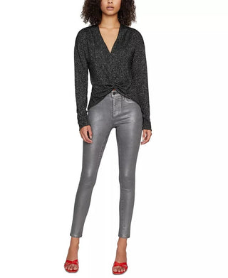 Sanctuary Women's Knot Interested Plunge Neck Top Black Size X-Small