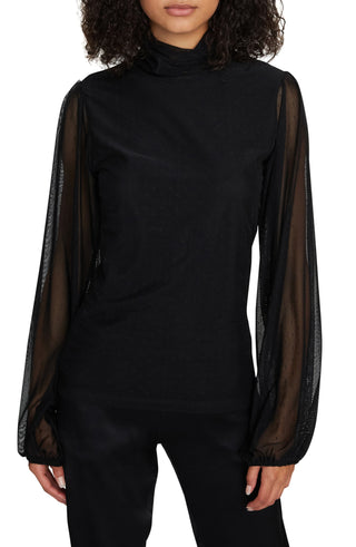 Sanctuary Women's Spot The Signs Flocked Dot Mesh Top Black Size X-Small