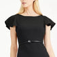Calvin Klein Women's Ruffle-Shoulder Sheath Dress Black Size 2 Petite