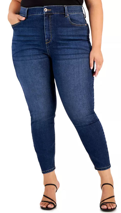 Celebrity Pink Women's Plus Size High-Rise Cropped Skinny Ankle Jeans Blue Size 22W