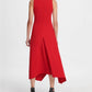 DKNY Women's Gold Link Neck Trim Midi Dress Red Size 10