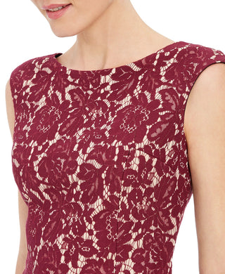 Donna Ricco Women's Ruffle Hem Lace Sheath Dress Red Size 10