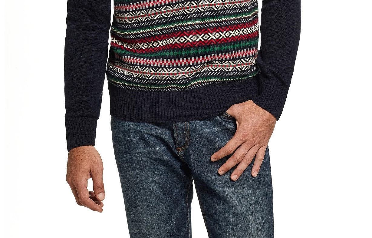 Weatherproof Vintage Men's Fair Isle Sweater Navy Size