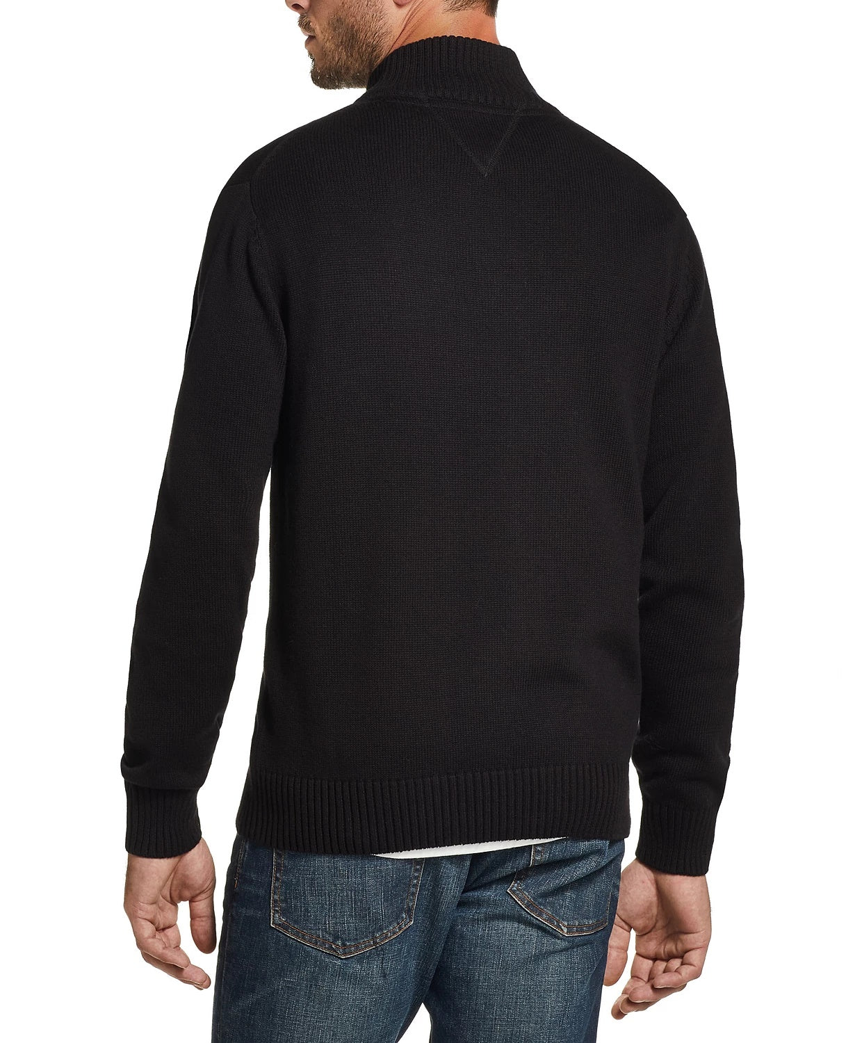 Weatherproof Vintage Men's Snowflake Quarter Zip Sweater Black Size Large