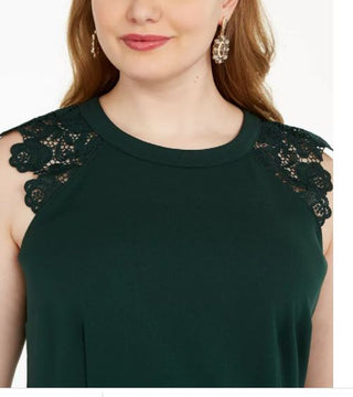 Speechless Women's Trendy Plus Lace Trim Fit & Flare Dress Green Size 3X