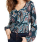 Gypsies & Moondust Juniors' Shine Smocked Top Navy Size Small