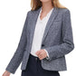 Tommy Hilfiger Women's Marled Single-Button Blazer Blue Size 16