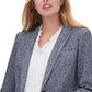 Tommy Hilfiger Women's Marled Single-Button Blazer Blue Size 16