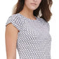 Tommy Hilfiger Women's Printed Ruched-Sleeve Top White Size X-Small