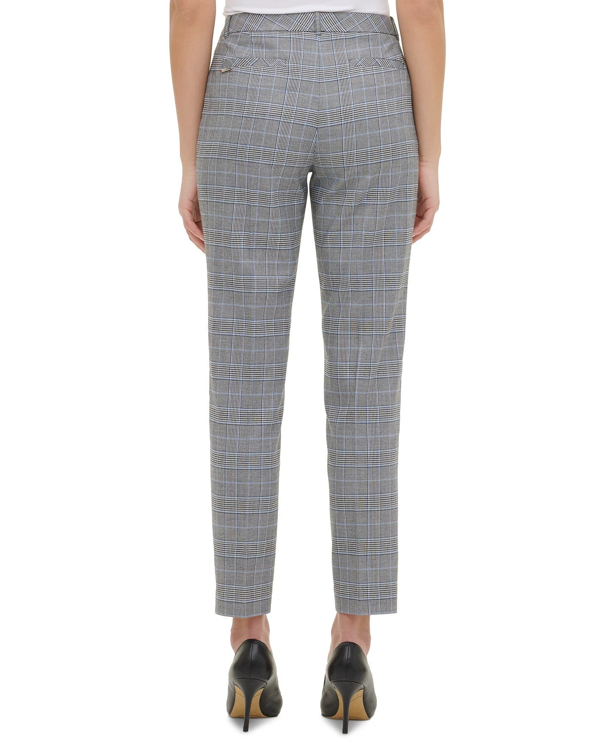 Tommy Hilfiger Women's Plaid Slim Fit Dress Pants Blue Size 8