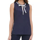 Tommy Hilfiger Women's Contrast-Trim Tie-Neck Blouse Dark Blue Size Extra Large