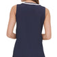 Tommy Hilfiger Women's Contrast-Trim Tie-Neck Blouse Dark Blue Size Extra Large