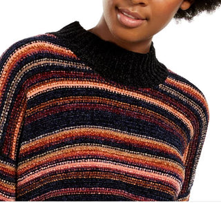 Hippie Rose Junior's Chenille Mock Neck Sweater Beige Size Large