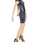Teeze Me Juniors' Mesh-Inset Sequined Bodycon Dress Navy Size 1