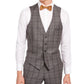 Bar III Men's Slim-Fit Gray/Brown Plaid Suit Separate Vest Gray Size X-Large