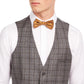 Bar III Men's Slim-Fit Gray/Brown Plaid Suit Separate Vest Gray Size X-Large