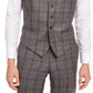 Bar III Men's Slim-Fit Gray/Brown Plaid Suit Separate Vest Gray Size X-Large