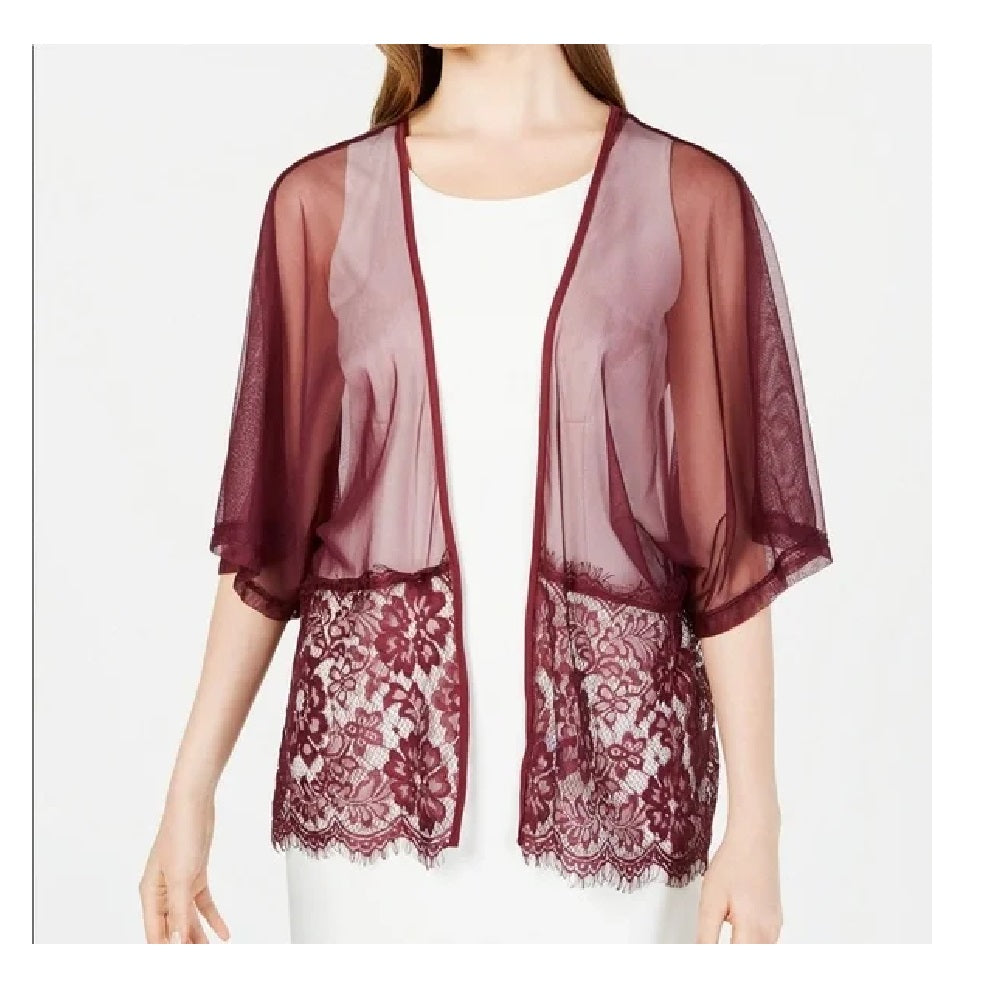 INC International Concepts Women's Floral-Lace Shawl Wine One Size