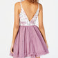 Dear Moon Juniors' Embroidered Ruffled Fit & Flare Dress Purple Size 7