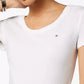Tommy Hilfiger Women's Cotton Scoop Neck T-Shirt White Size Large