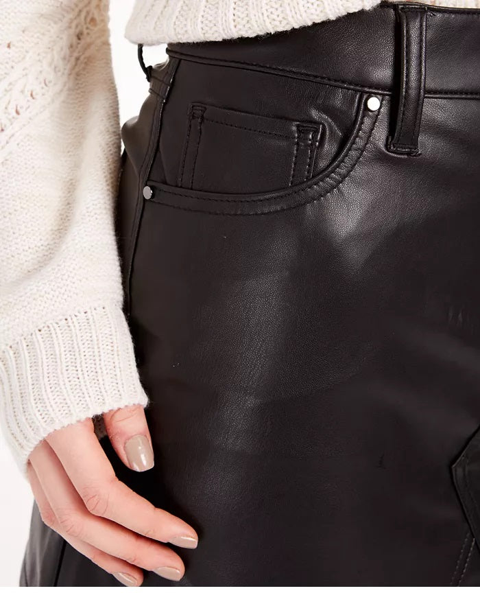 Rewash Juniors' Faux Leather Mini Skirt Black Size 7