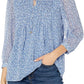 Tommy Hilfiger Women's Pintucked Printed Blouse Blue Size X-Large