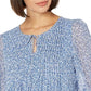 Tommy Hilfiger Women's Pintucked Printed Blouse Blue Size X-Large