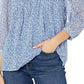 Tommy Hilfiger Women's Pintucked Printed Blouse Blue Size X-Large
