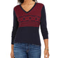 Tommy Hilfiger Women's Fair Isle Ivy Cotton Sweater Blue Size Medium