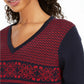 Tommy Hilfiger Women's Fair Isle Ivy Cotton Sweater Blue Size Medium