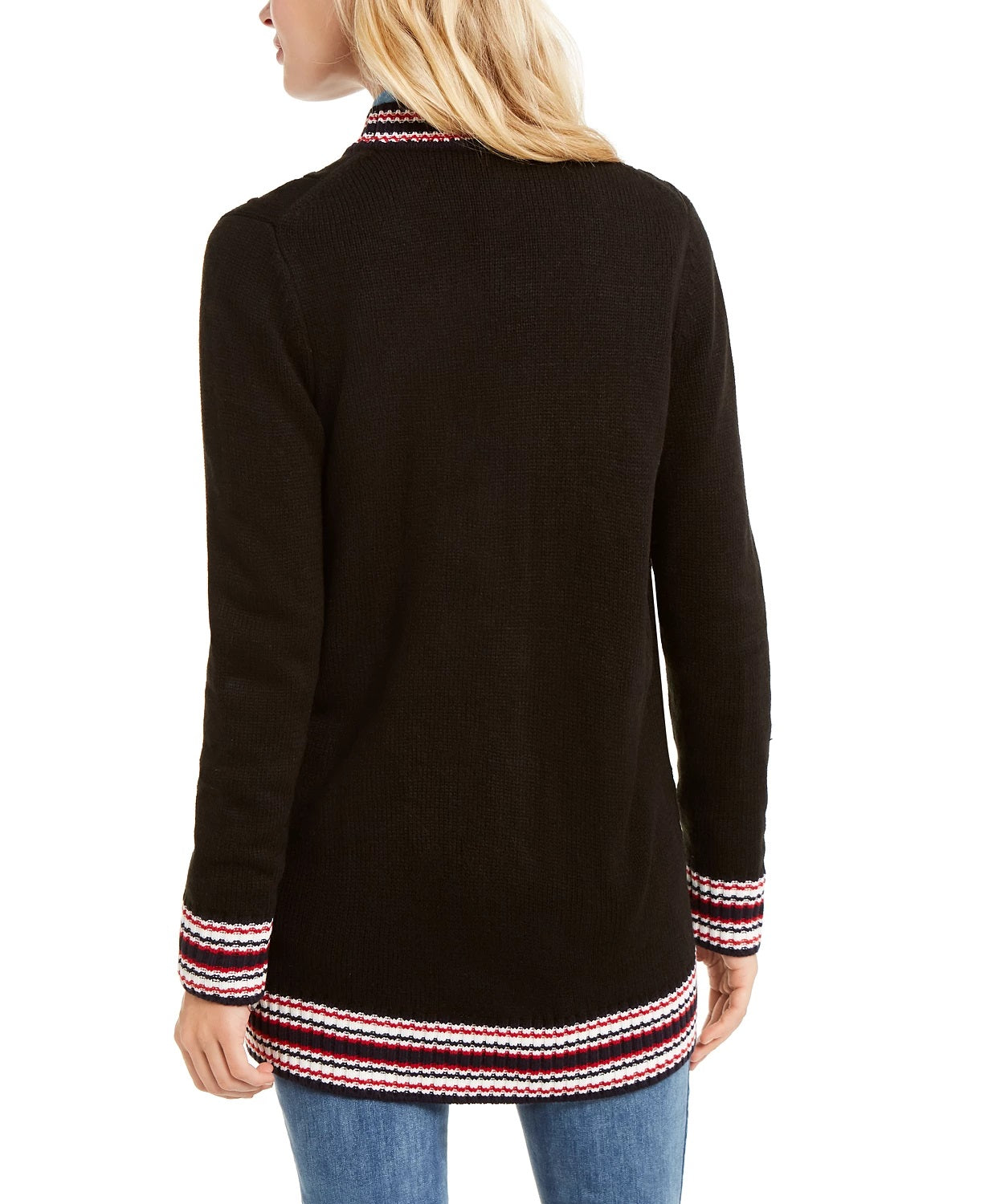 Tommy Hilfiger Women's Cable Knit Varsity Cardigan  Black Size XX-Large