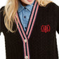 Tommy Hilfiger Women's Cable Knit Varsity Cardigan  Black Size XX-Large
