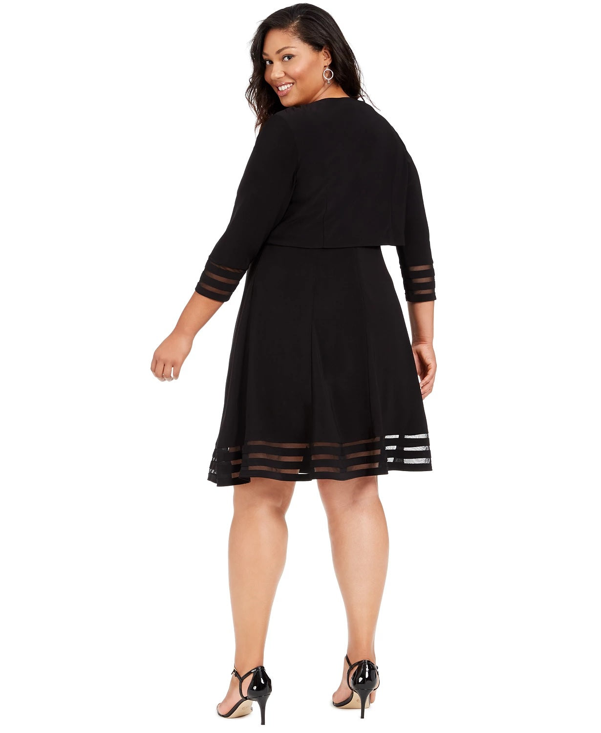 Jessica Howard Women's Illusion Trim Dress & Bolero Jacket Black Size 20W